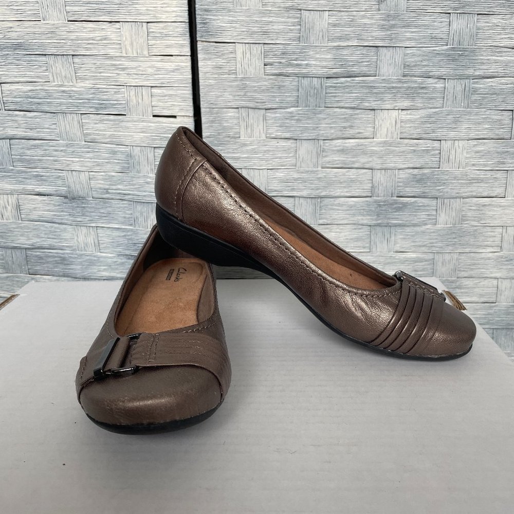 Clarks Collection Propose Pixie Ballerina flats Metallic Tan Leather size 7.5